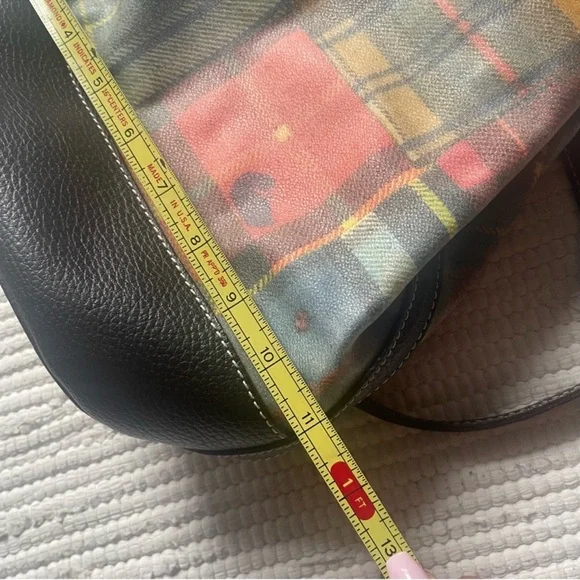 Vintage Dooney Bourke Plaid Bucket Bag Drawstring Equestrian Rare
